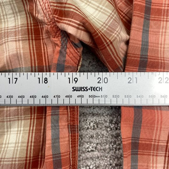 Carhartt Shirt Men Small S Orange Brown Blue Plaid Button Up Relax Fit - STAINS - Picture 10 of 11